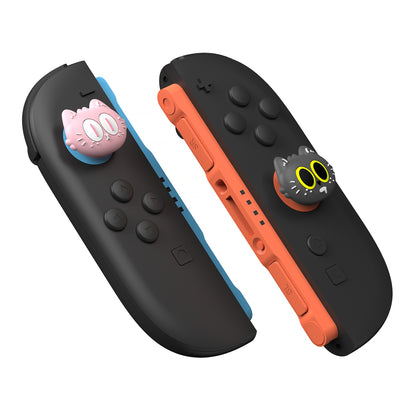 PlayVital Switch 2（2025年新モデル）対応 親指グリップキャップ 4個セット かわいいシリコン製スティックカバー Joycon用 耐久性ある 【ムーンライト猫】