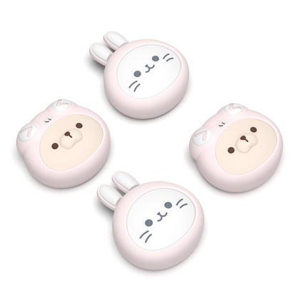 PlayVital Switch 2（2025年新モデル）対応 親指グリップキャップ 4個セット  かわいいシリコン製スティックカバー Joycon用 耐久性ある 【ウサギの着ぐるみ猫やカエルの着ぐるみ犬】