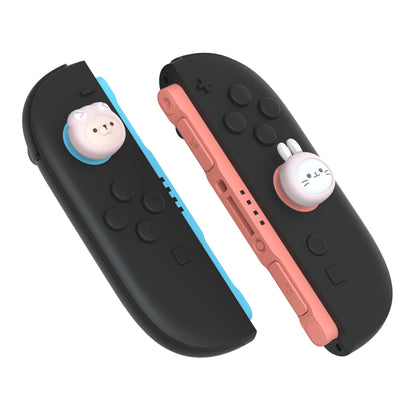 PlayVital Switch 2（2025年新モデル）対応 親指グリップキャップ 4個セット  かわいいシリコン製スティックカバー Joycon用 耐久性ある 【ウサギの着ぐるみ猫やカエルの着ぐるみ犬】
