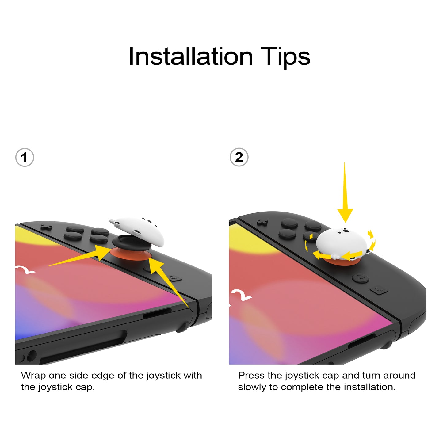 PlayVital Switch 2（2025年新モデル）対応 親指グリップキャップ 4個セット かわいいシリコン製スティックカバー Joycon用 耐久性ある 【ふわふわヒヨコ＆はずかしがりヒヨコ】