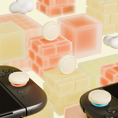 PlayVital 2025年新型Switch 2対応用親指グリップキャップ 4個セットジョイコン対応シリコン素材 快適フィット 滑り止めスティックカバー【アンティークイエロー】