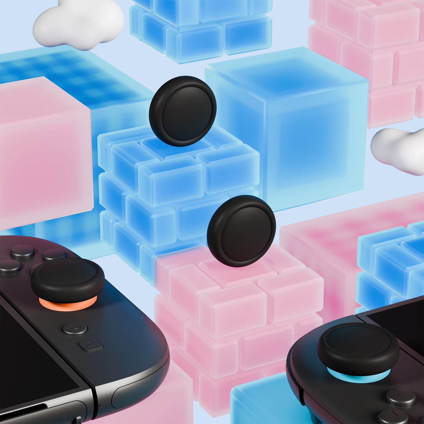PlayVital 2025年新型Switch 2対応用親指グリップキャップ 4個セットジョイコン対応シリコン素材 快適フィット 滑り止めスティックカバー 【ブラック】
