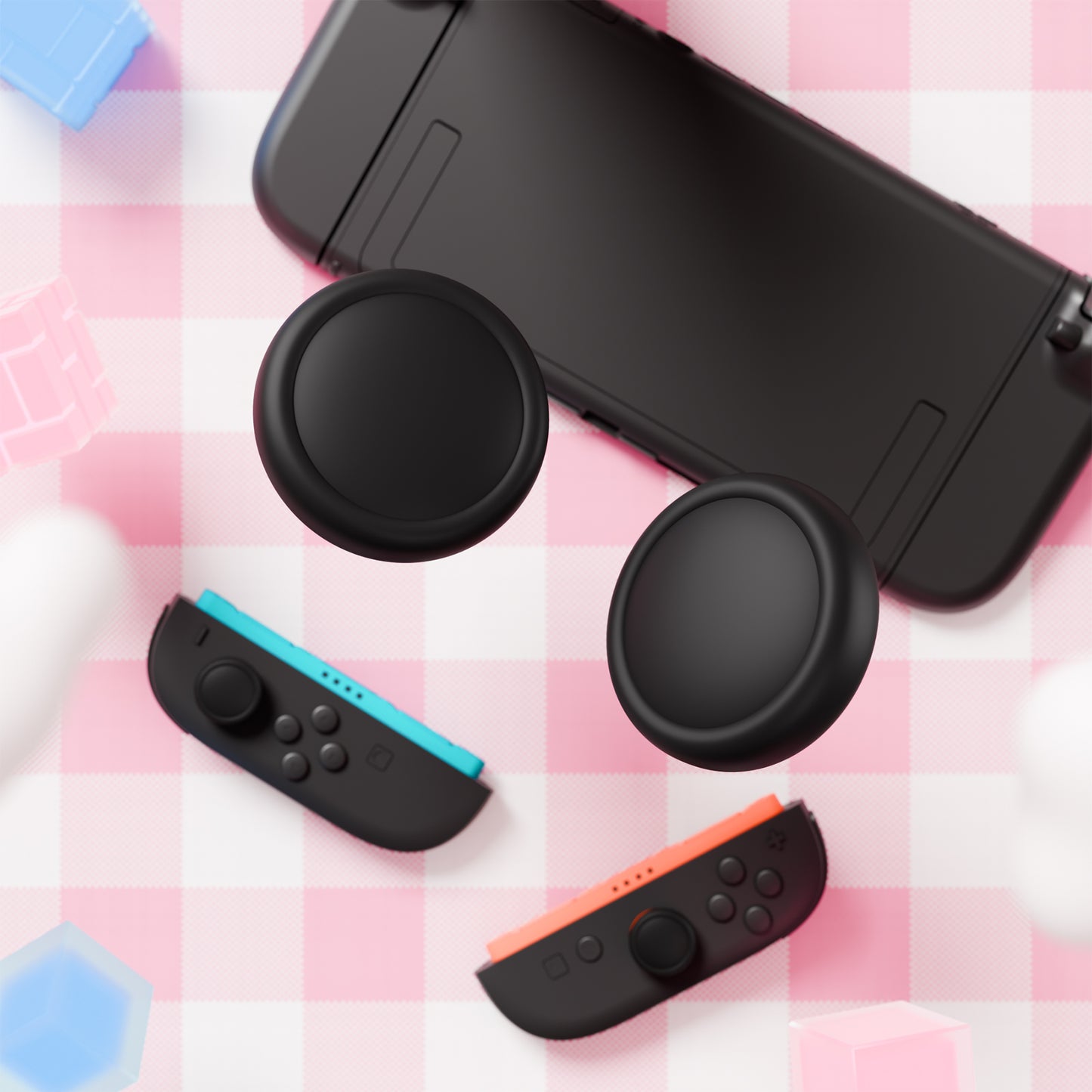 PlayVital 2025年新型Switch 2対応用親指グリップキャップ 4個セットジョイコン対応シリコン素材 快適フィット 滑り止めスティックカバー 【ブラック】