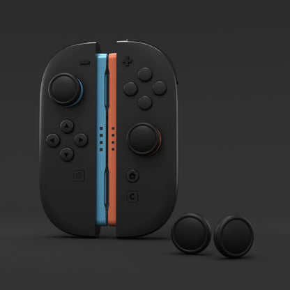 PlayVital 2025年新型Switch 2対応用親指グリップキャップ 4個セットジョイコン対応シリコン素材 快適フィット 滑り止めスティックカバー 【ブラック】