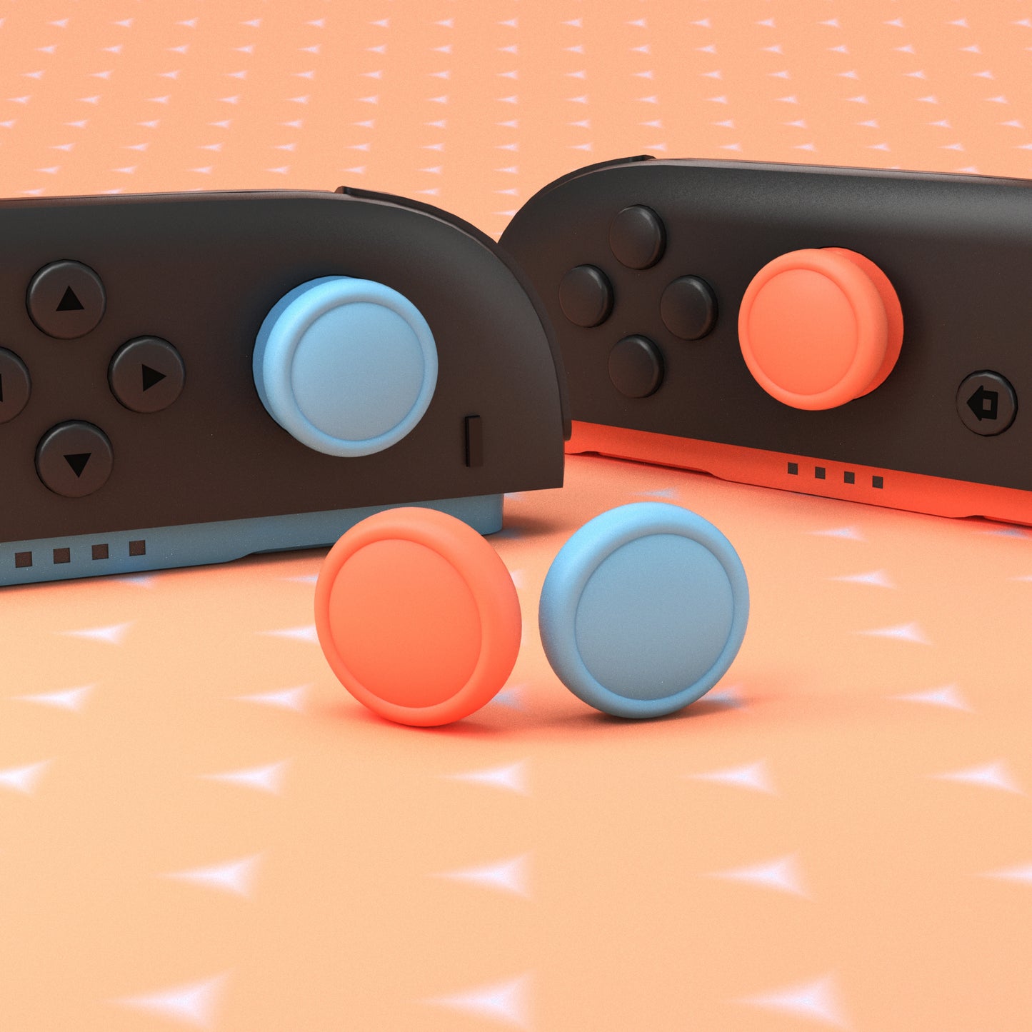 PlayVital 2025年新型Switch 2対応用親指グリップキャップ 4個セット ジョイコン対応シリコン素材 快適フィット 滑り止めスティックカバー 【ブルー＆オレンジ】