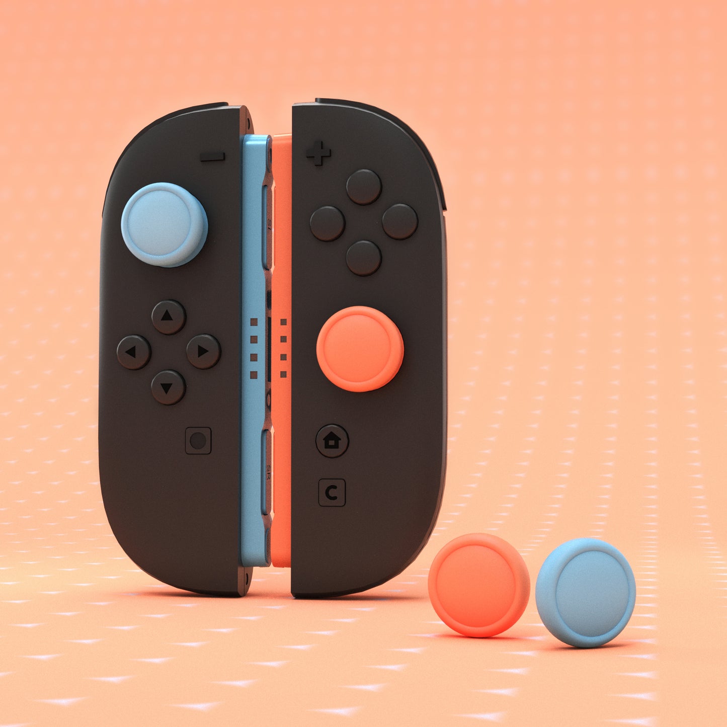 PlayVital 2025年新型Switch 2対応用親指グリップキャップ 4個セット ジョイコン対応シリコン素材 快適フィット 滑り止めスティックカバー 【ブルー＆オレンジ】