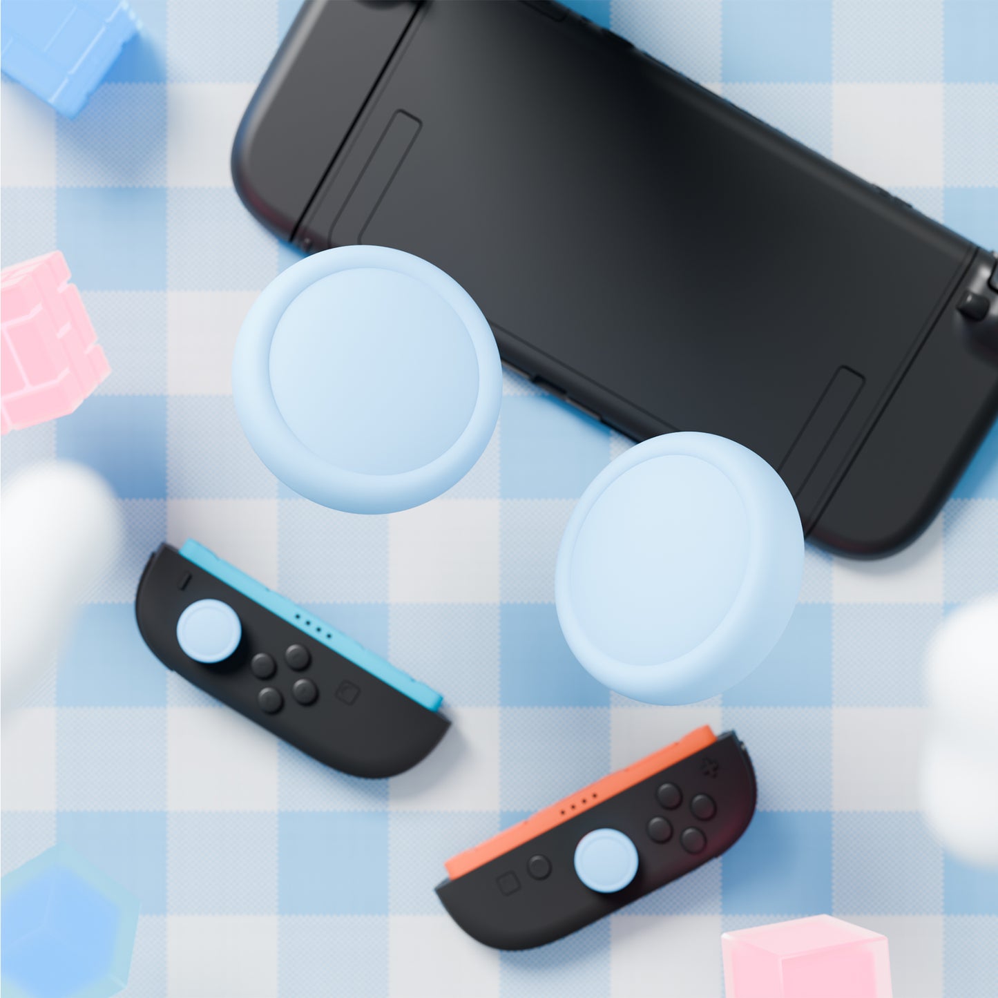 PlayVital 2025年新型Switch 2対応用親指グリップキャップ 4個セットジョイコン対応シリコン素材 快適フィット 滑り止めスティックカバー 【ヘブンブルー】