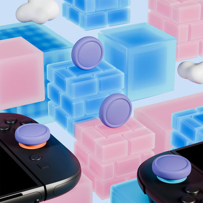 PlayVital 2025年新型Switch 2対応用親指グリップキャップ 4個セットジョイコン対応シリコン素材 快適フィット 滑り止めスティックカバー 【ライトバイオレット】