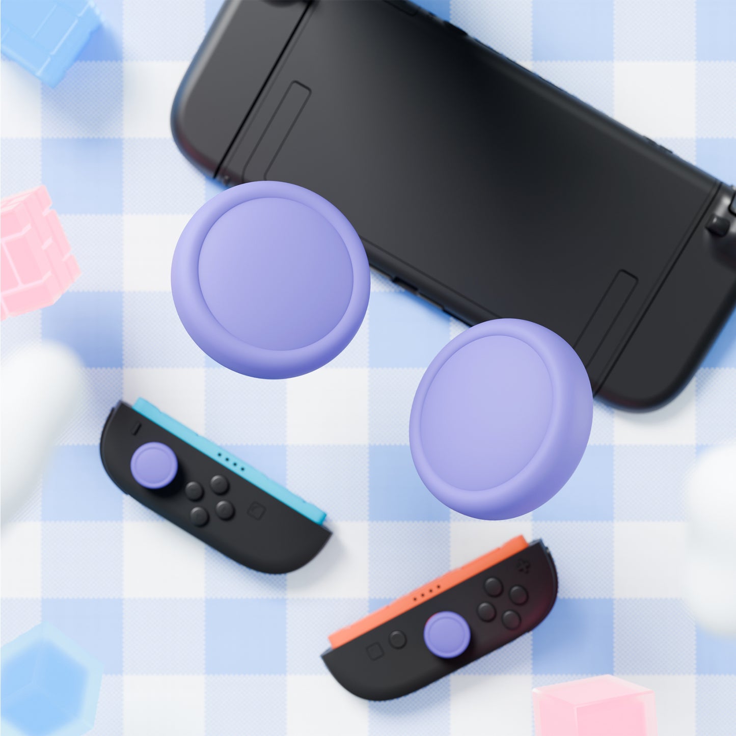 PlayVital 2025年新型Switch 2対応用親指グリップキャップ 4個セットジョイコン対応シリコン素材 快適フィット 滑り止めスティックカバー 【ライトバイオレット】