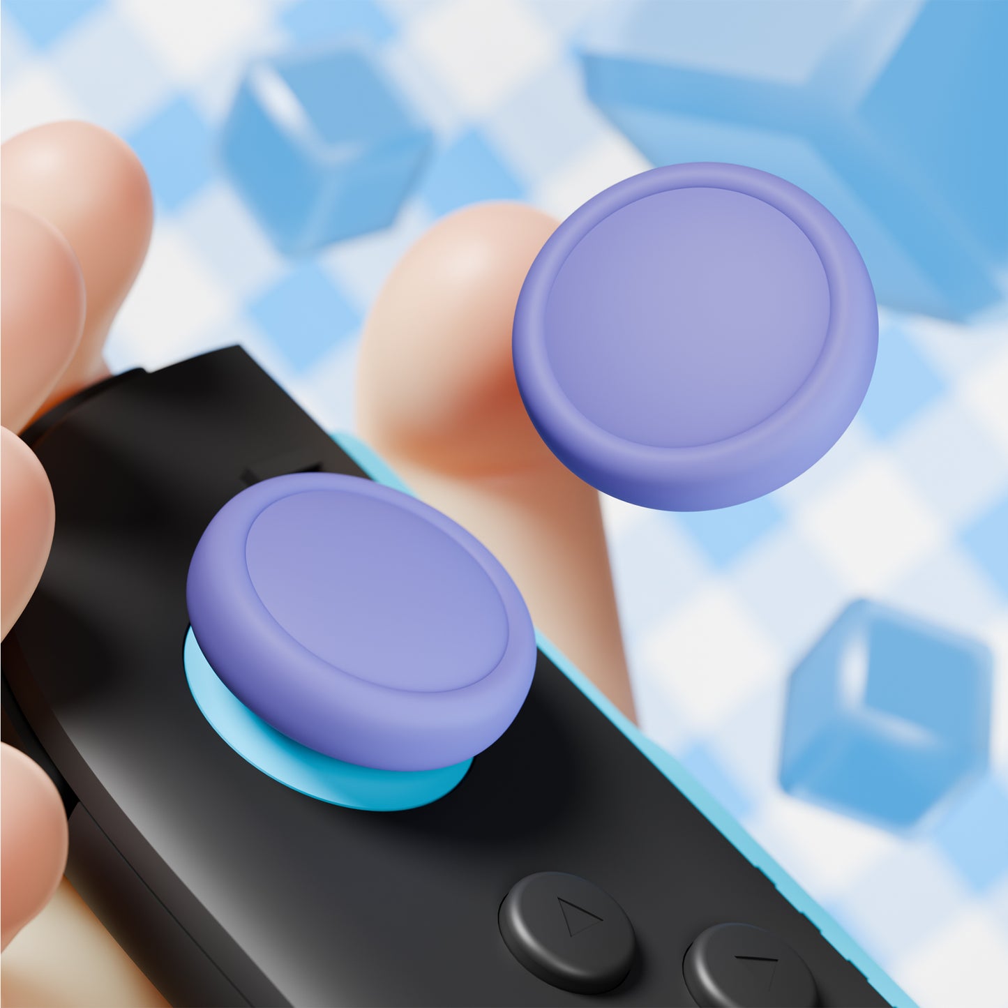 PlayVital 2025年新型Switch 2対応用親指グリップキャップ 4個セットジョイコン対応シリコン素材 快適フィット 滑り止めスティックカバー 【ライトバイオレット】