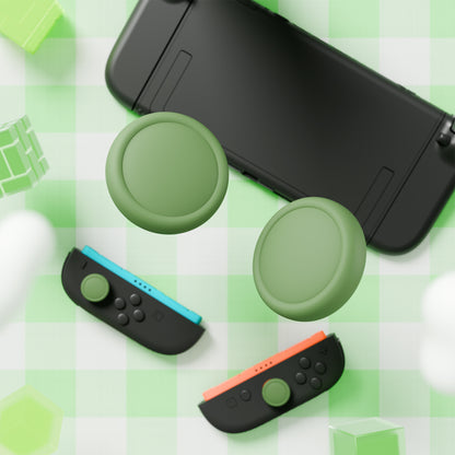 PlayVital 2025年新型Switch 2対応用親指グリップキャップ 4個セットジョイコン対応シリコン素材 快適フィット 滑り止めスティックカバー 【抹茶グリーン】