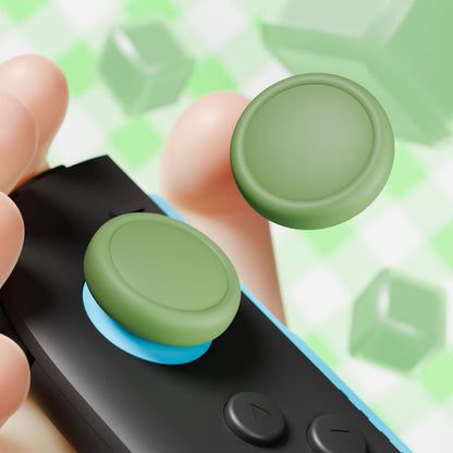 PlayVital 2025年新型Switch 2対応用親指グリップキャップ 4個セットジョイコン対応シリコン素材 快適フィット 滑り止めスティックカバー 【抹茶グリーン】