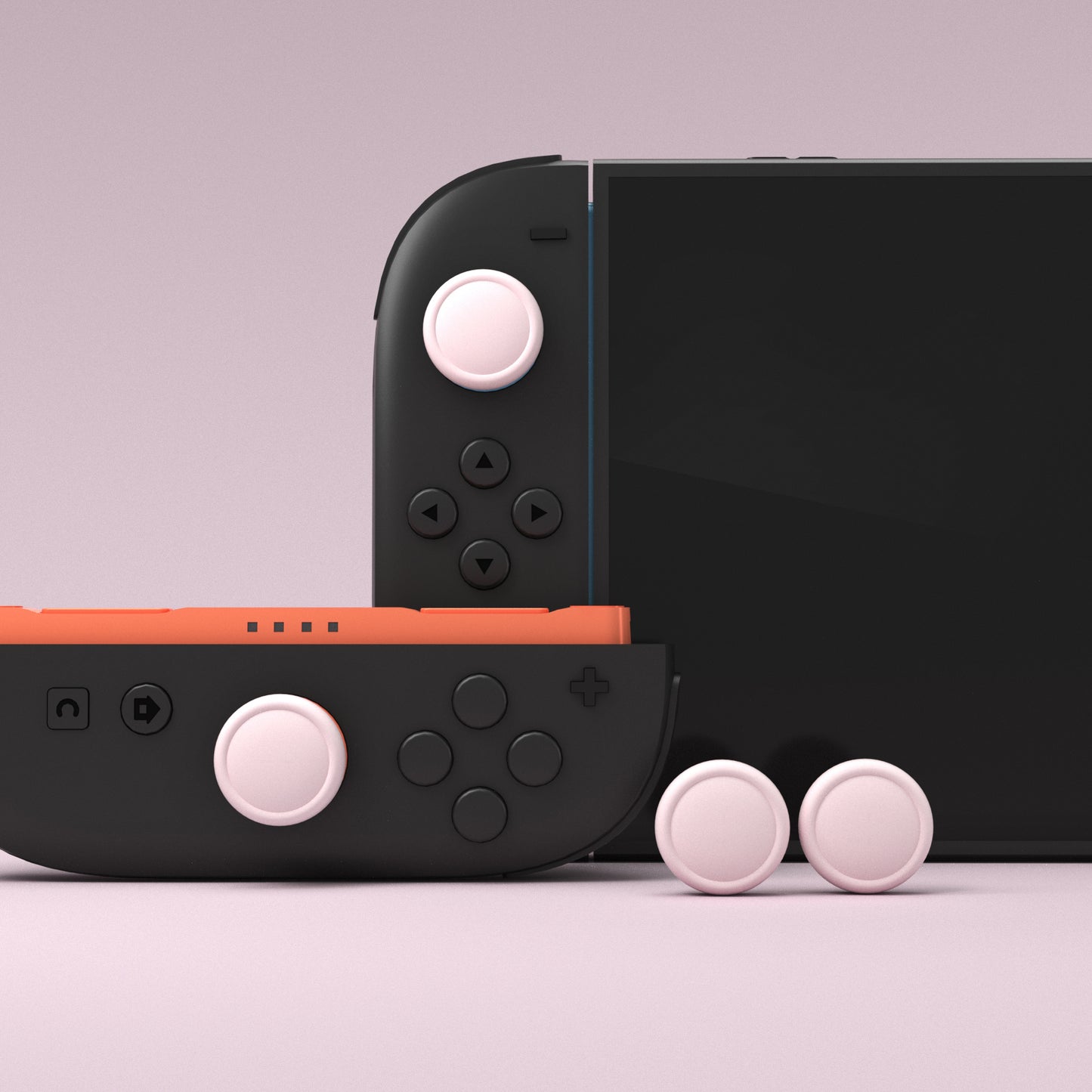 PlayVital 2025年新型Switch 2対応用親指グリップキャップ 4個セットジョイコン対応シリコン素材 快適フィット 滑り止めスティックカバー 【ピンク】