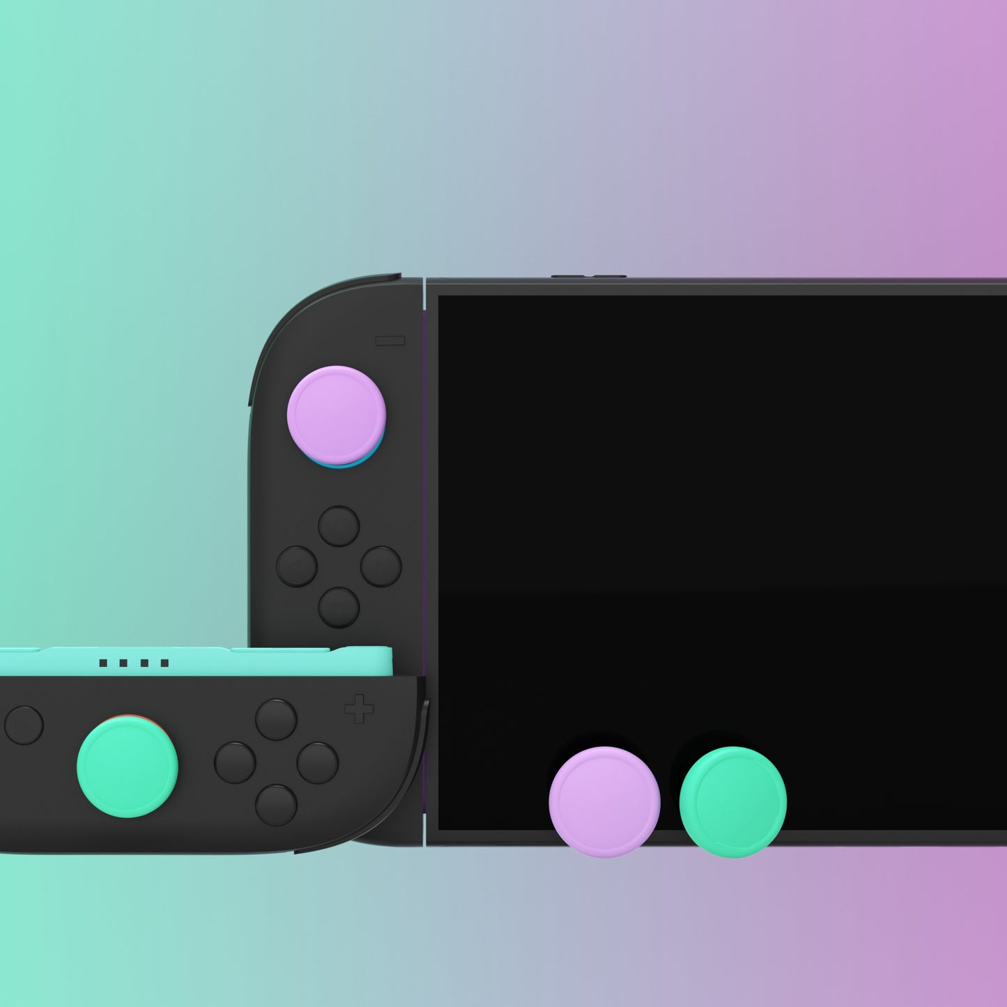 PlayVital 2025年新型Switch 2対応用親指グリップキャップ 4個セットジョイコン対応シリコン素材 快適フィット 滑り止めスティックカバー 【ソフトバイオレット＆ミントグリーン】