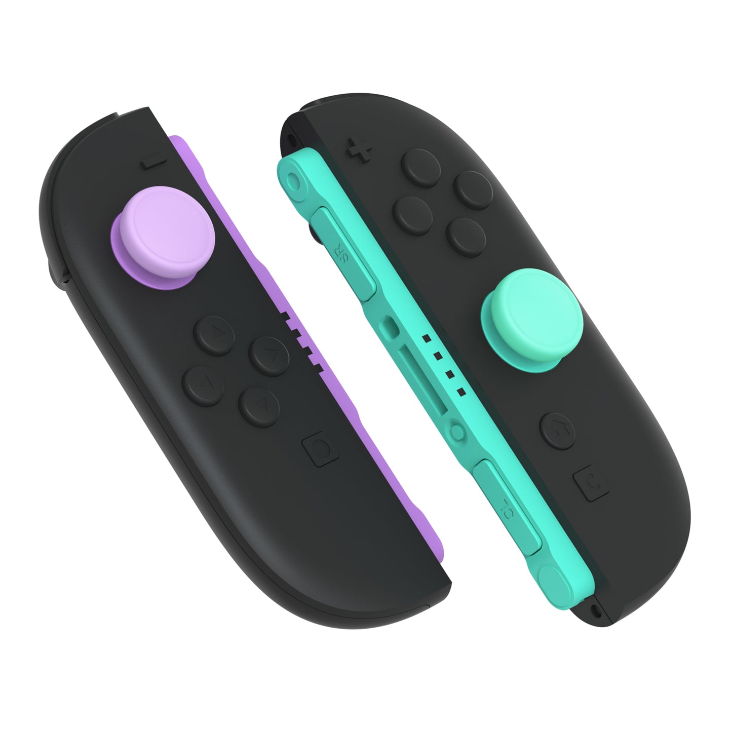 PlayVital 2025年新型Switch 2対応用親指グリップキャップ 4個セットジョイコン対応シリコン素材 快適フィット 滑り止めスティックカバー 【ソフトバイオレット＆ミントグリーン】