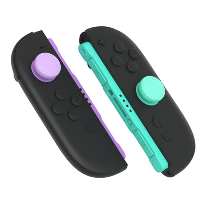PlayVital 2025年新型Switch 2対応用親指グリップキャップ 4個セットジョイコン対応シリコン素材 快適フィット 滑り止めスティックカバー 【ソフトバイオレット＆ミントグリーン】