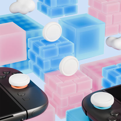 PlayVital 2025年新型Switch 2対応用親指グリップキャップ 4個セットジョイコン対応シリコン素材 快適フィット 滑り止めスティックカバー【ホワイト】