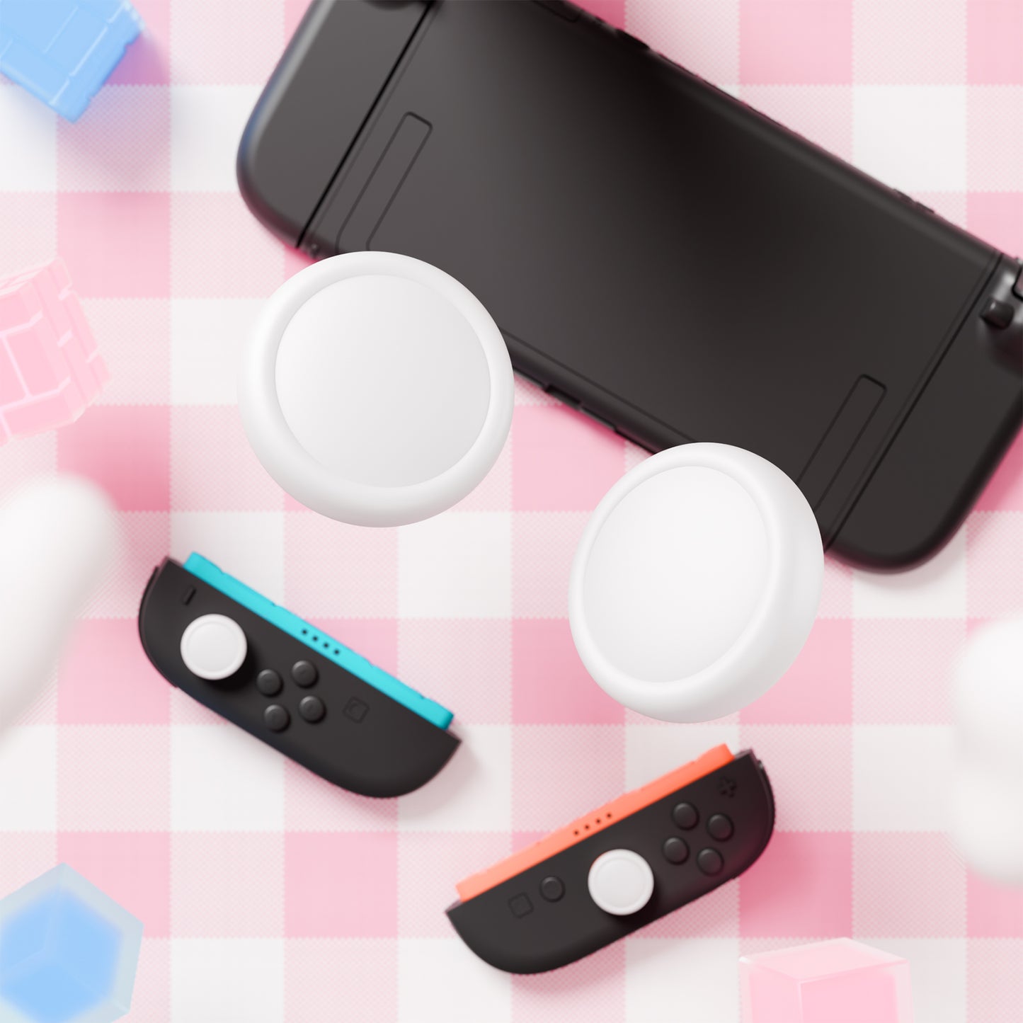 PlayVital 2025年新型Switch 2対応用親指グリップキャップ 4個セットジョイコン対応シリコン素材 快適フィット 滑り止めスティックカバー【ホワイト】