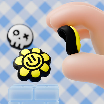 PlayVital Switch 2（2025年モデル）対応 親指グリップキャップ 6個セット かわいいシリコン製スティックカバー Joycon用 アナログスティック保護キャップ【ハッピー＆グルーミースタイル】