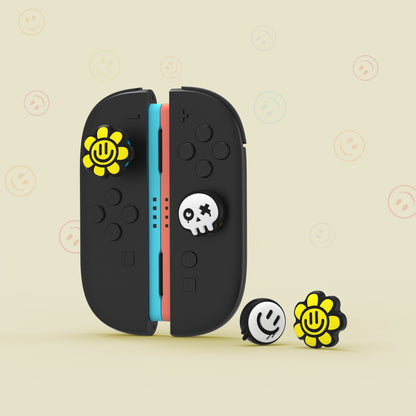 PlayVital Switch 2（2025年モデル）対応 親指グリップキャップ 6個セット かわいいシリコン製スティックカバー Joycon用 アナログスティック保護キャップ【ハッピー＆グルーミースタイル】