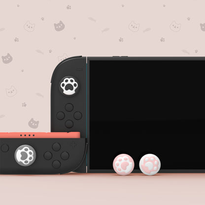 PlayVital Switch 2（2025年モデル）対応 親指グリップキャップ 8個セット かわいい肉球デザイン シリコン製スティックカバー Joycon用 アナログスティック保護キャップ【猫の肉球】