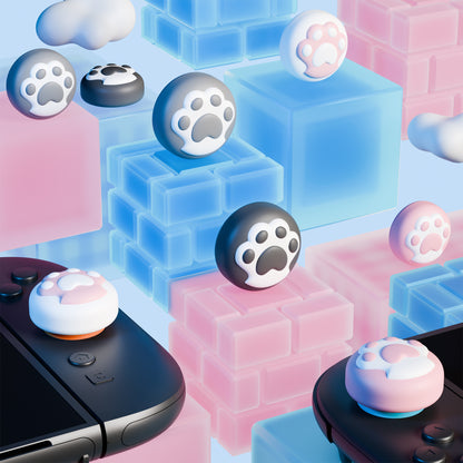 PlayVital Switch 2（2025年モデル）対応 親指グリップキャップ 8個セット かわいい肉球デザイン シリコン製スティックカバー Joycon用 アナログスティック保護キャップ【猫の肉球】