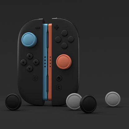 PlayVital 2025年新モデルSwitch 2対応用親指グリップキャップ 8個セット シリコン素材快適なジョイコン対応保護キャップ 滑り止め 【ブラック＆グレー＆ブルー＆オレンジ】
