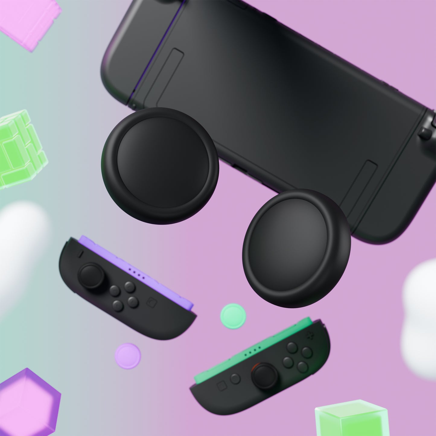 PlayVital 2025年新モデルSwitch 2対応用親指グリップキャップ 8個セット シリコン素材快適なジョイコン対応保護キャップ 滑り止め 【ソフトバイオレット・ミントグリーン・ブラック・グレー】