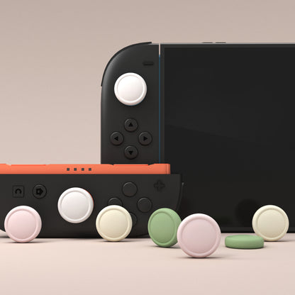 PlayVital 2025年新モデルSwitch 2対応用親指グリップキャップ 8個セット シリコン素材快適なジョイコン対応保護キャップ 滑り止め 【ホワイト＆アイボリー＆ピンク＆抹茶グリーン】