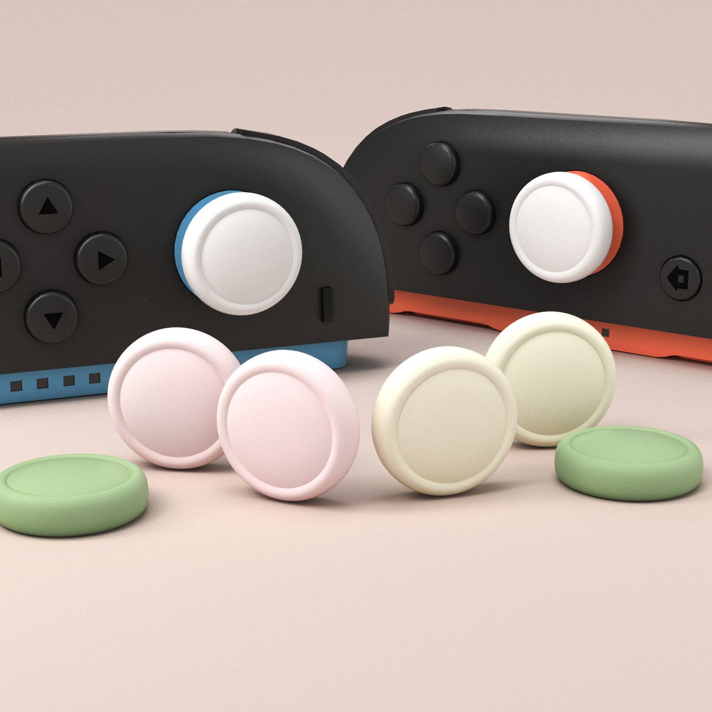 PlayVital 2025年新モデルSwitch 2対応用親指グリップキャップ 8個セット シリコン素材快適なジョイコン対応保護キャップ 滑り止め 【ホワイト＆アイボリー＆ピンク＆抹茶グリーン】