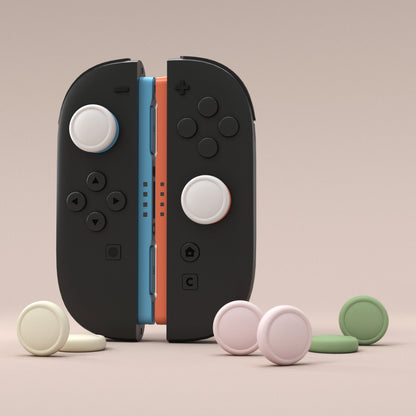 PlayVital 2025年新モデルSwitch 2対応用親指グリップキャップ 8個セット シリコン素材快適なジョイコン対応保護キャップ 滑り止め 【ホワイト＆アイボリー＆ピンク＆抹茶グリーン】
