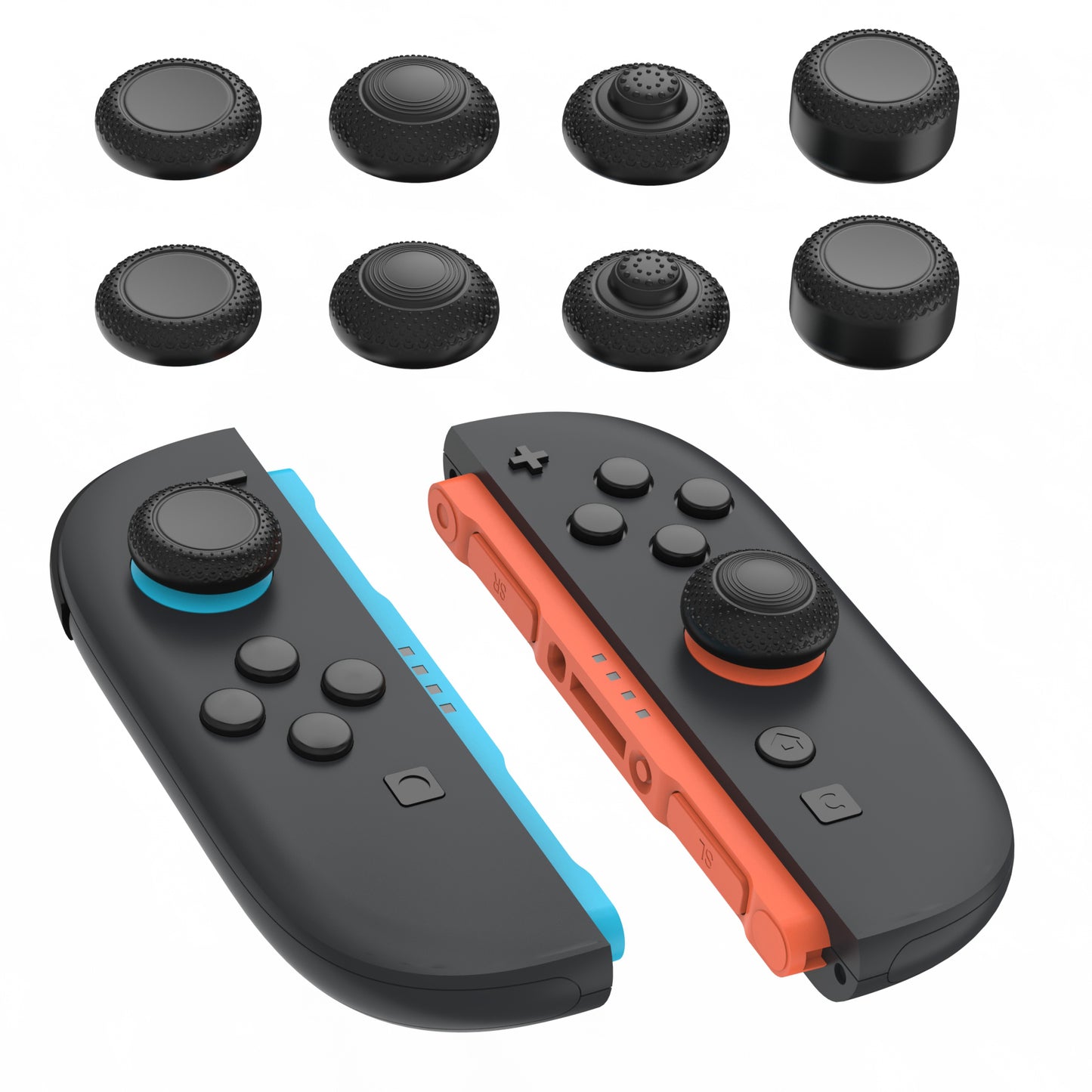 PlayVital 2025年新型Switch 2対応用親指グリップキャップ 8個セットプロ仕様 高耐久性 滑り止めスティックカバー Switch 2ジョイコン用エイム精度向上スティックキャップ 【ブラック】