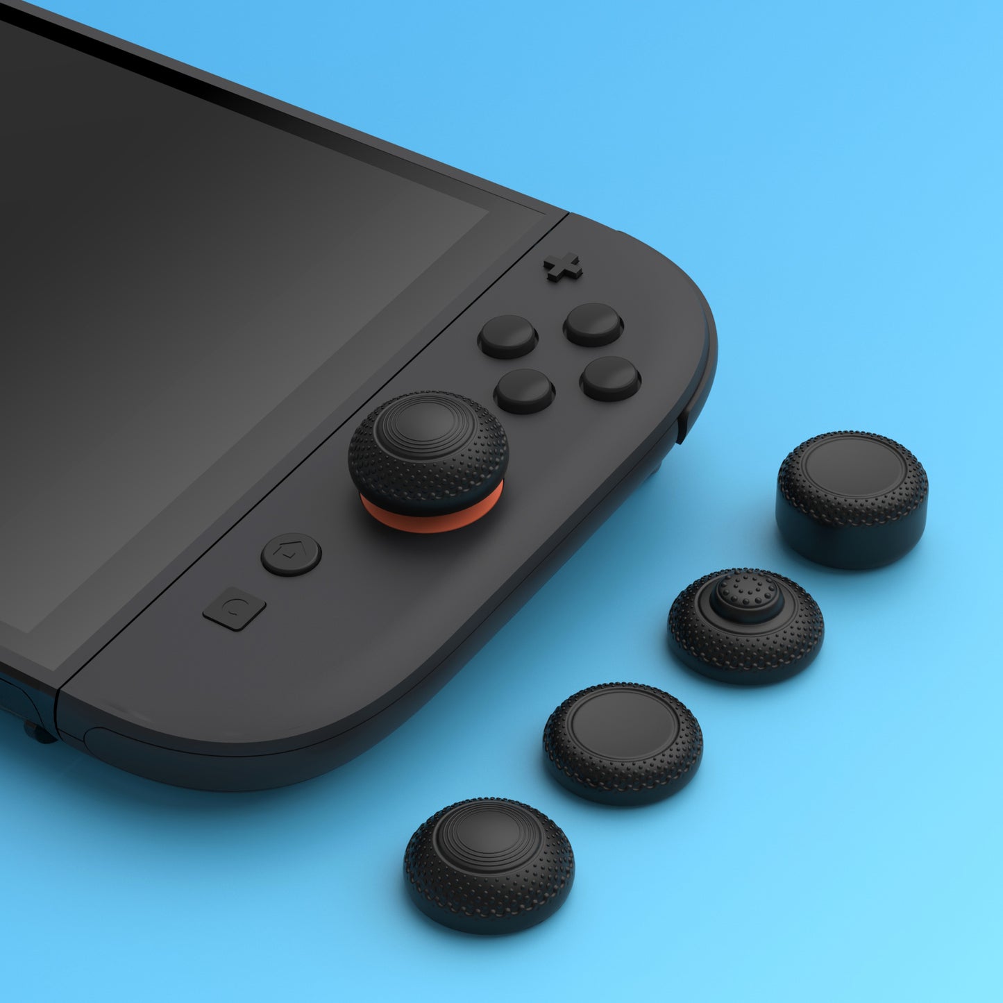 PlayVital 2025年新型Switch 2対応用親指グリップキャップ 8個セットプロ仕様 高耐久性 滑り止めスティックカバー Switch 2ジョイコン用エイム精度向上スティックキャップ 【ブラック】