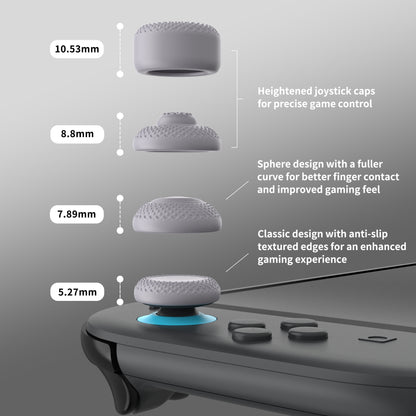 PlayVital 2025年新型Switch 2対応用親指グリップキャップ 8個セットプロ仕様 高耐久性 滑り止めスティックカバー Switch 2ジョイコン用エイム精度向上スティックキャップ 【グレー】