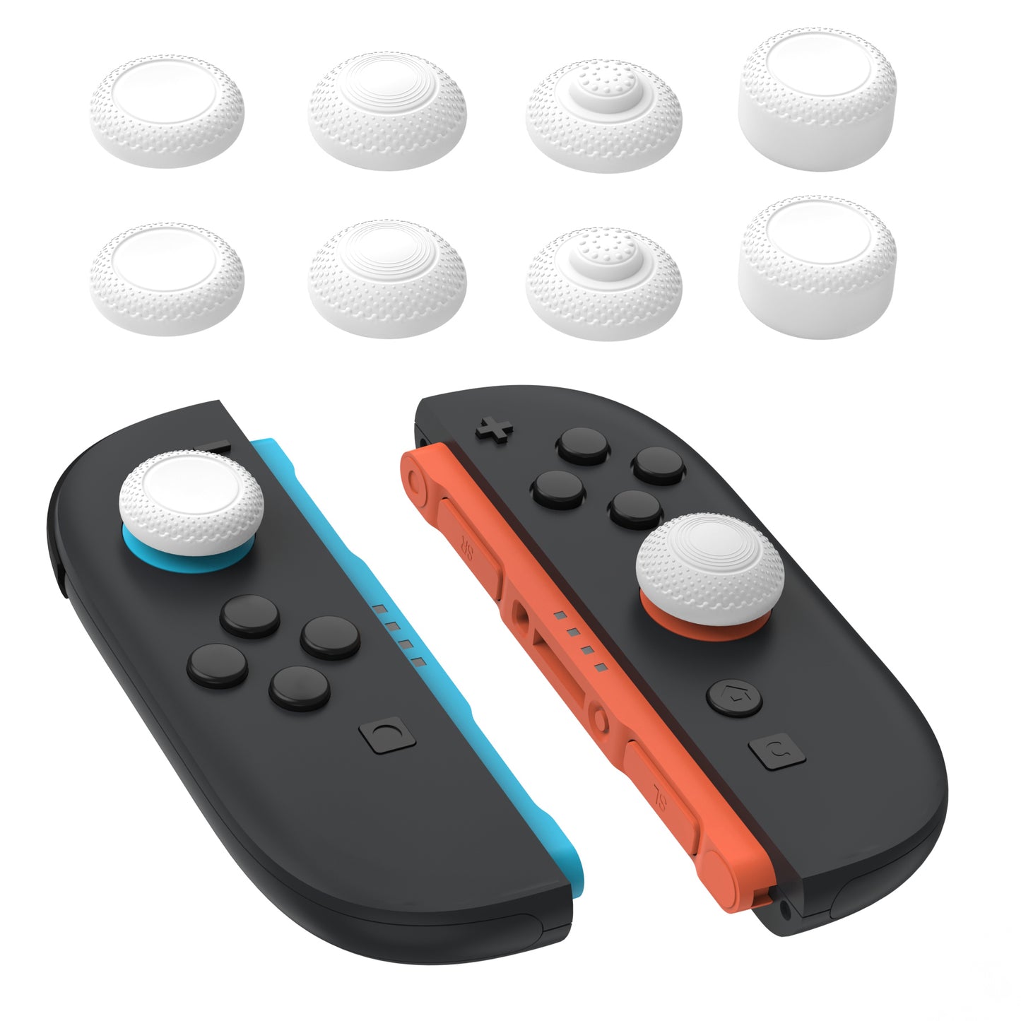 PlayVital 2025年新型Switch 2対応用親指グリップキャップ 8個セットプロ仕様 高耐久性 滑り止めスティックカバー Switch 2ジョイコン用エイム精度向上スティックキャップ 【ホワイト】