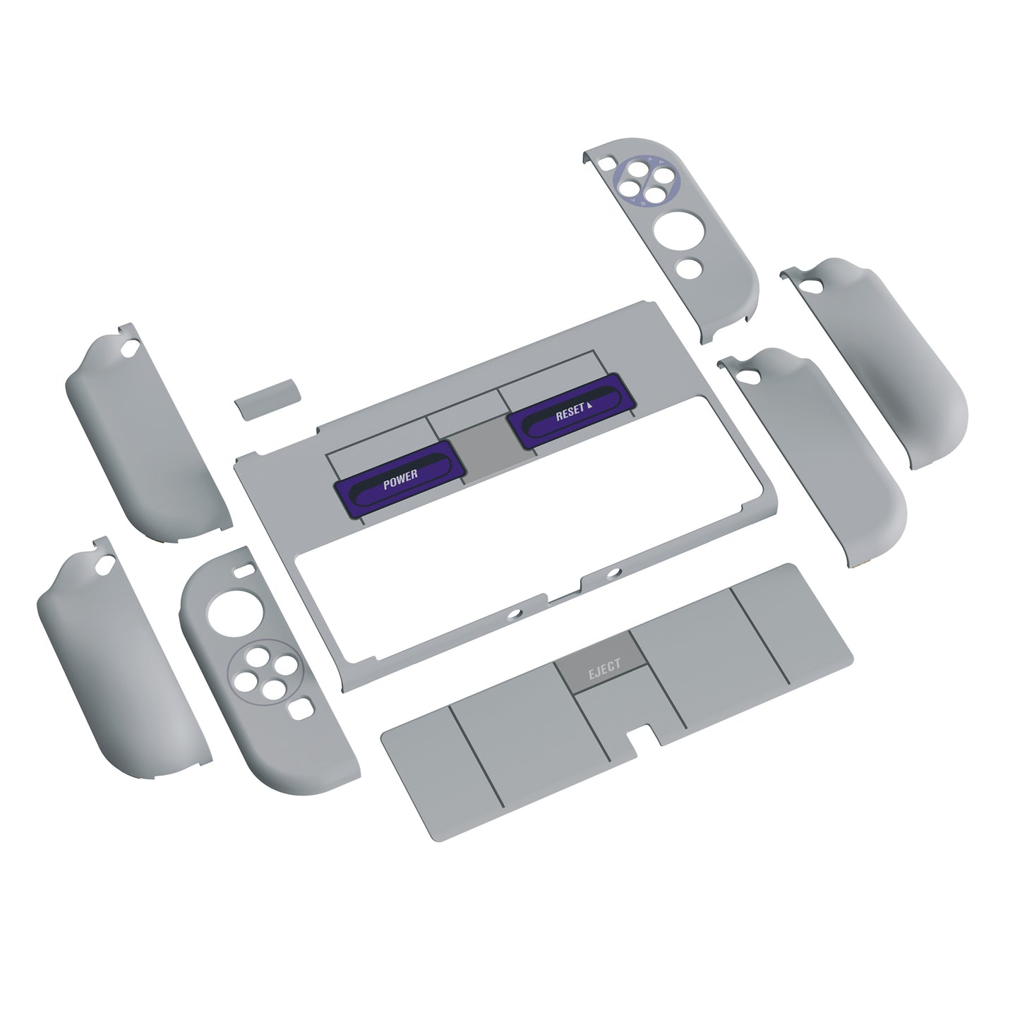 PlayVital AlterGrips ドッキング可能なハードシェル保護ケース、親指グリップキャップとボタンキャップ付き、Nintendo 有機el用 【クラシックSNESスタイル】