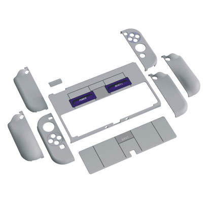 PlayVital AlterGrips ドッキング可能なハードシェル保護ケース、親指グリップキャップとボタンキャップ付き、Nintendo 有機el用 【クラシックSNESスタイル】