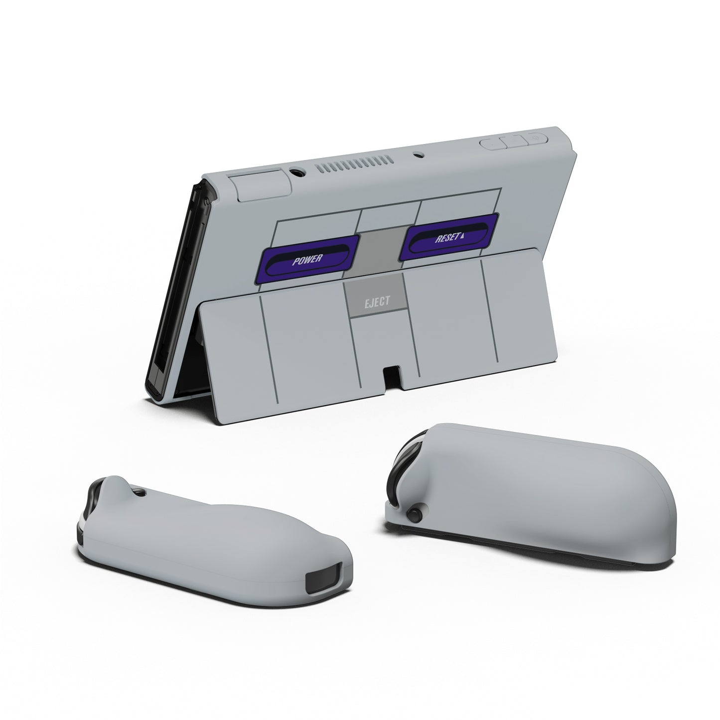 PlayVital AlterGrips ドッキング可能なハードシェル保護ケース、親指グリップキャップとボタンキャップ付き、Nintendo 有機el用 【クラシックSNESスタイル】