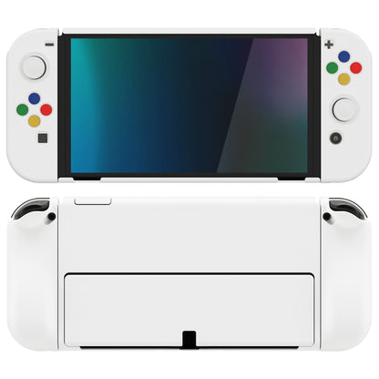 PlayVital AlterGrips ドッキング可能なハードシェル保護ケース、親指グリップキャップとボタンキャップ付き、Nintendo 有機el用 【 ホワイト】