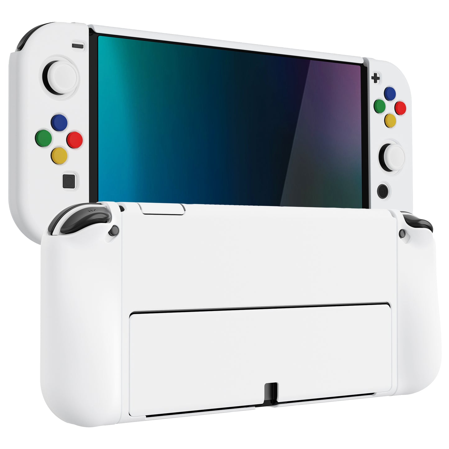 PlayVital AlterGrips ドッキング可能なハードシェル保護ケース、親指グリップキャップとボタンキャップ付き、Nintendo 有機el用 【 ホワイト】