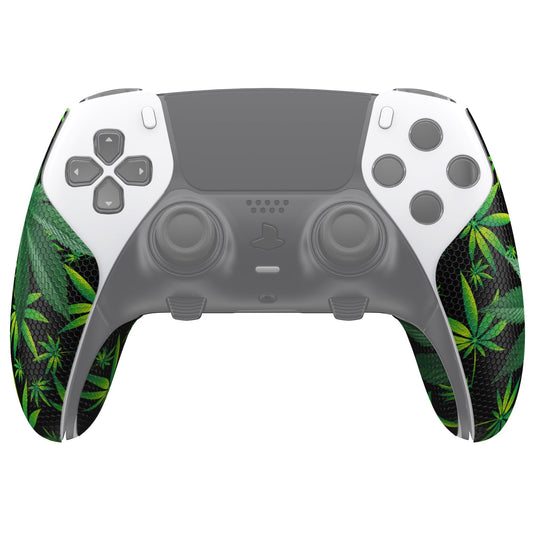 PlayVital Anti-Skid Sweat-Absorbent Controller Grip for ps5 Edge Wireless Controller, Professional Textured Soft PU Handle Grips Anti Sweat Protector for ps5 Edge Controller - Green Weeds - PFPJ149 PlayVital