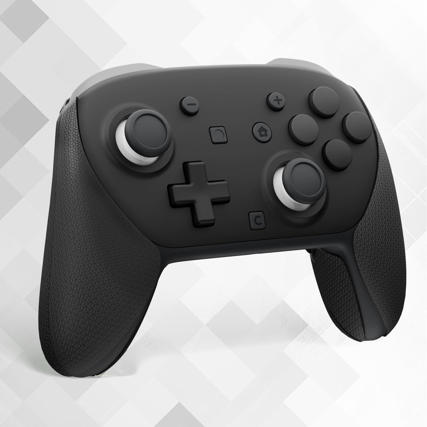 PlayVital 滑り止めPUグリップスキン + シリコン製背面ボタンカバー for Switch 2 Proコントローラー、吸汗仕様 Nintendo Switch 2 Proコントローラー用グリップ 【六角テクスチャー ブラック】