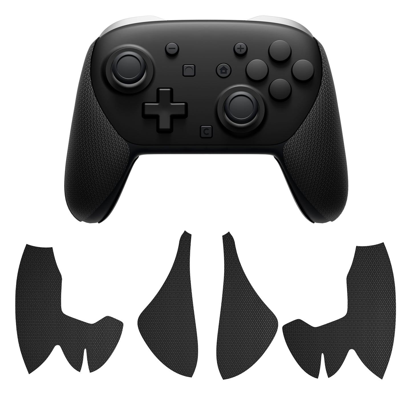PlayVital 滑り止めPUグリップスキン + シリコン製背面ボタンカバー for Switch 2 Proコントローラー、吸汗仕様 Nintendo Switch 2 Proコントローラー用グリップ 【六角テクスチャー ブラック】