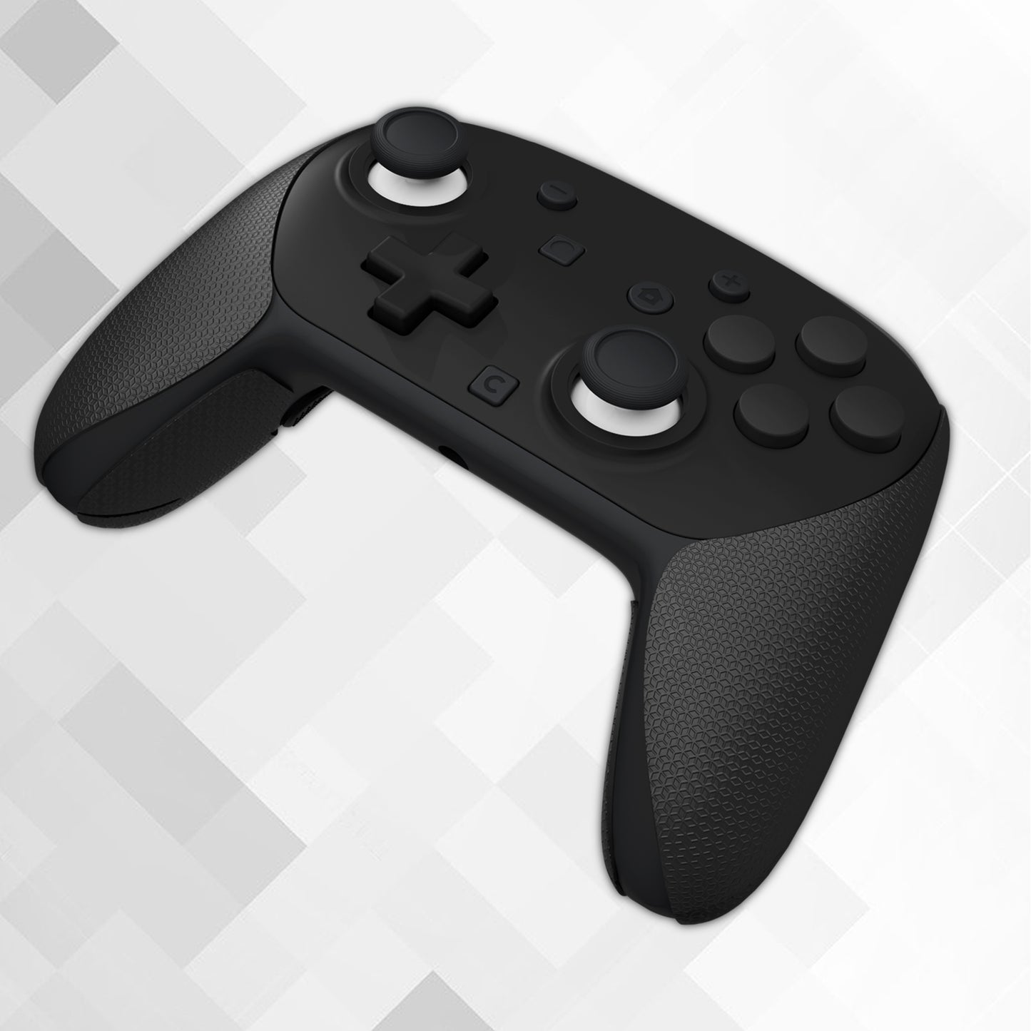 PlayVital 滑り止めPUグリップスキン + シリコン製背面ボタンカバー for Switch 2 Proコントローラー、吸汗仕様 Nintendo Switch 2 Proコントローラー用グリップ 【六角テクスチャー ブラック】