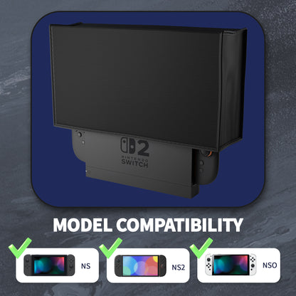 PlayVital Switch 2（2025年モデル）対応 ドック用ナイロン防塵カバー 防水 耐キズ性 汚れ防止仕様 チャージングドック保護スリーブダストカバー【ブラック】