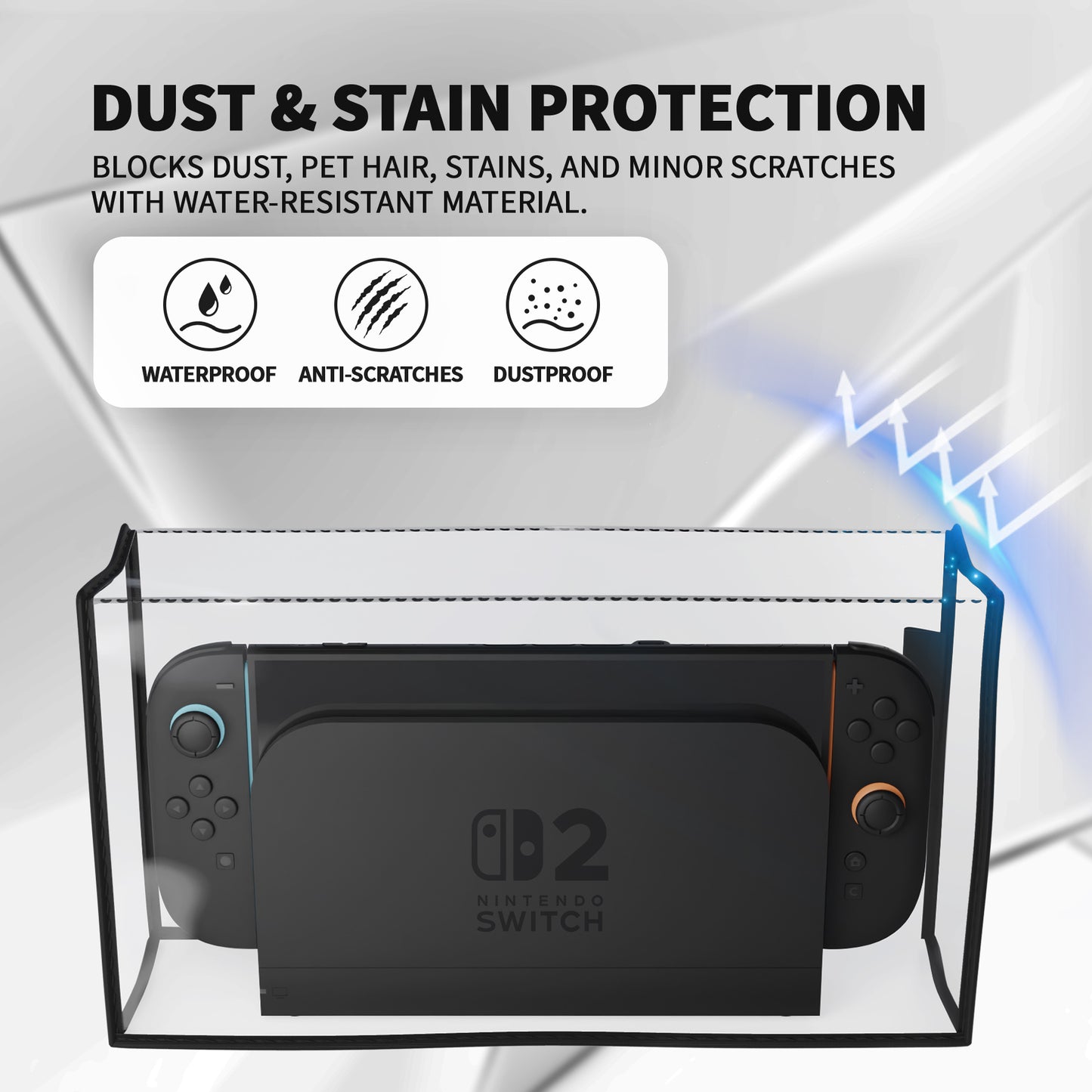 PlayVital Switch 2（2025年モデル）対応 ドック用PVC防塵カバー  防水 耐キズ性 汚れ防止仕様 チャージングドック保護スリーブダストカバー【クリア】