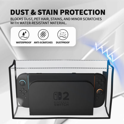 PlayVital Switch 2（2025年モデル）対応 ドック用PVC防塵カバー  防水 耐キズ性 汚れ防止仕様 チャージングドック保護スリーブダストカバー【クリア】