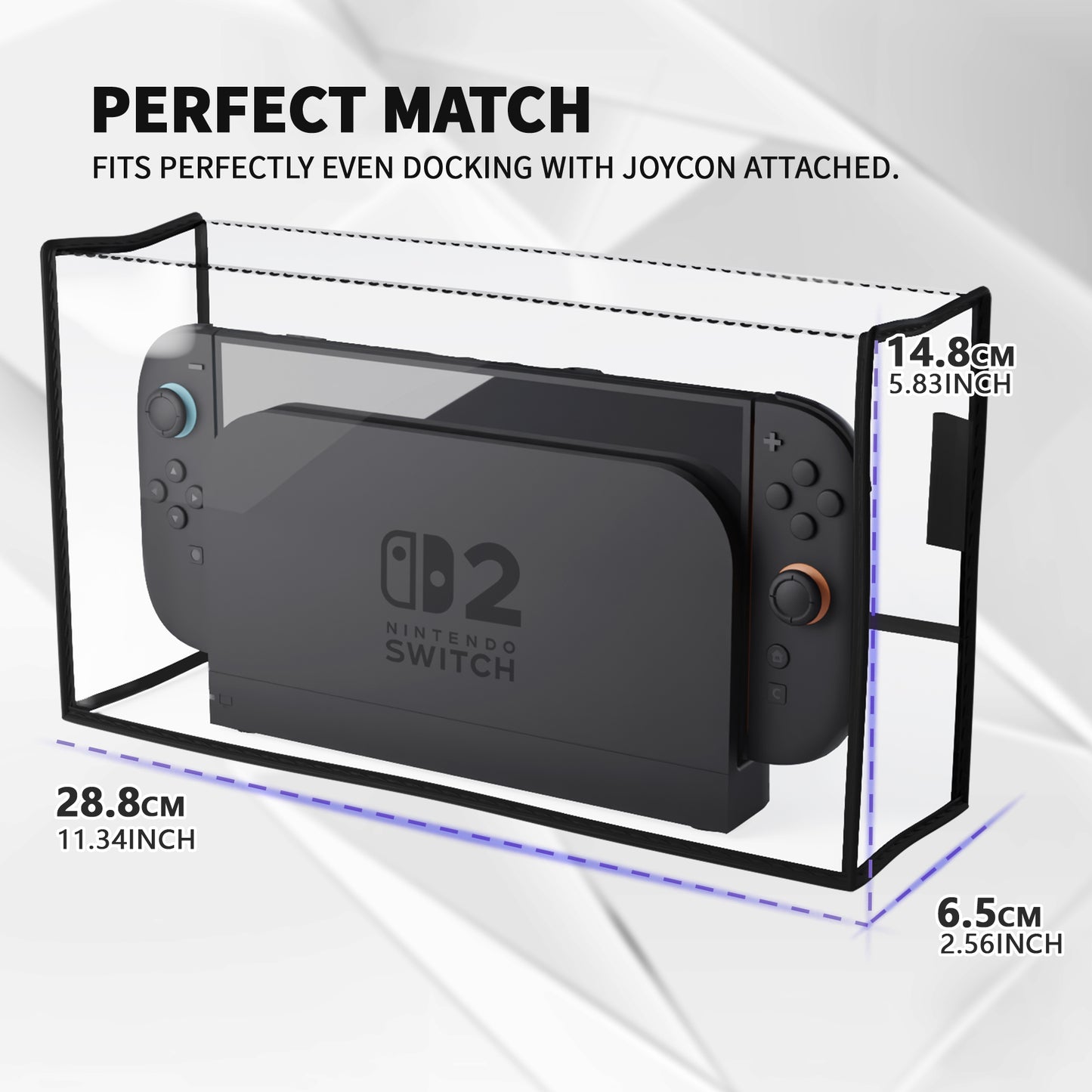 PlayVital Switch 2（2025年モデル）対応 ドック用PVC防塵カバー  防水 耐キズ性 汚れ防止仕様 チャージングドック保護スリーブダストカバー【クリア】