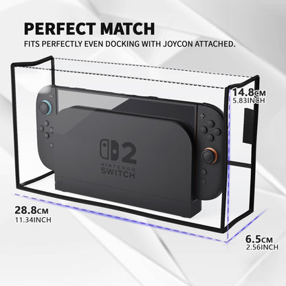 PlayVital Switch 2（2025年モデル）対応 ドック用PVC防塵カバー  防水 耐キズ性 汚れ防止仕様 チャージングドック保護スリーブダストカバー【クリア】