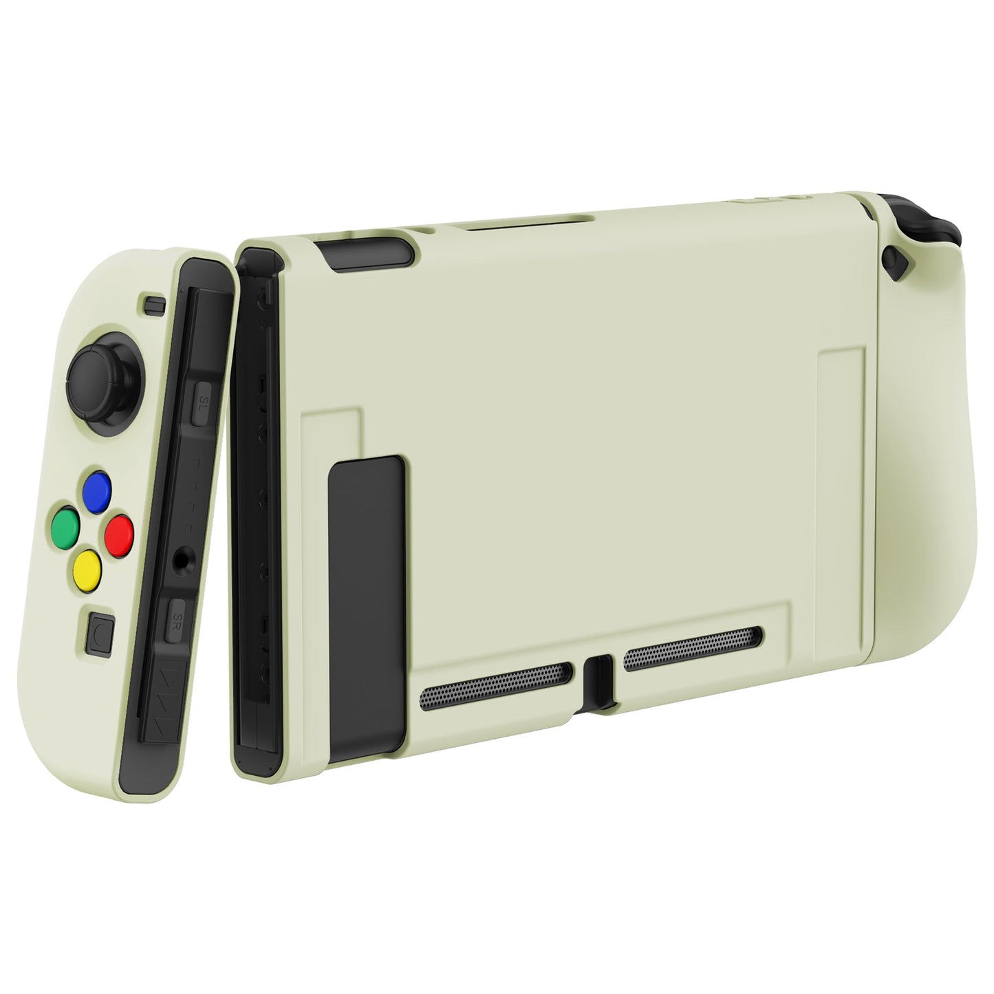 PlayVital Antique Yellow Protective Case for NS Switch, Soft TPU Slim Case Cover for NS Switch Console with Colorful ABXY Direction Button Caps - NTU6033G2 PlayVital